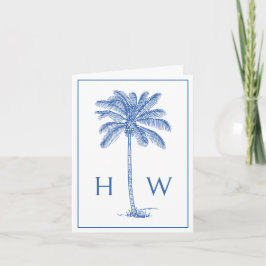 Monogram aus Blue und White Palm Palmetto Tree