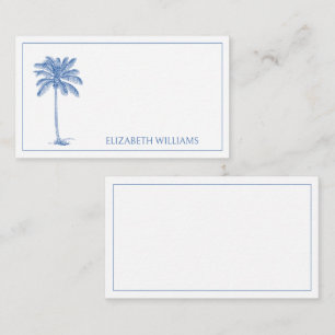 Monogram aus Blue und White Palm Palmetto Tree Mitteilungskarte