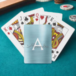 Monogram aus Luxus Blue Stainless Steel Spielkarten<br><div class="desc">Luxuriöse Aqua Blue Imitats Metallic Foil Edelstahl Elegant Monogram Playing Cards. Diese Spielkarten können so angepasst werden,  dass sie Ihren Anfangs- und Vornamen enthalten und ein großartiges Gastgeschenk für eine Geburtstagsfeier,  ein Brautparty oder einen Junggeselinnen-Abschied machen.</div>