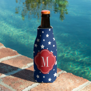 Monogram aus Red White and Blue Patriotic Stars Flaschenkühler