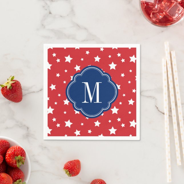 Monogram aus Red White and Blue Patriotic Stars Serviette (Beispiel)