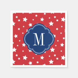 Monogram aus Red White and Blue Patriotic Stars Serviette