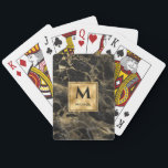 Monogram aus schwarzem und goldenem Marmor Elegant Spielkarten<br><div class="desc">Klassisch elegantes Design mit schwarzem und goldenem Marmor mit Monogramm. Die Vorlage wurde Set,  sodass Sie nur Ihren Namen hinzufügen müssen,  um das Design zu vervollständigen.</div>