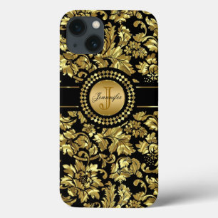 Monogram aus Vintagen Damasken, schwarz und metall Case-Mate iPhone Hülle