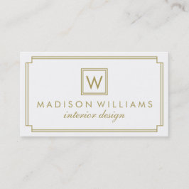 Monogram aus White und Gold Art Deco Visitenkarte