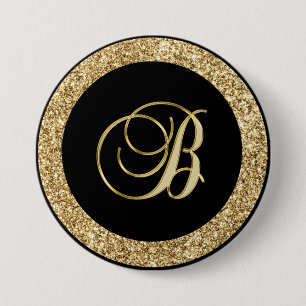 Monogram-B-elegante Goldschrift Button