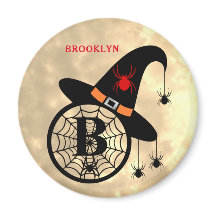 Monogram B Halloween Sky Hexenspinnen Name Magnet