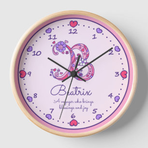 Monogram-B-Herz-Mädchen-Name bedeutet rosa Uhr