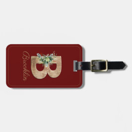 Monogram-B-Holzbuchstaben Blume borundy Gepäckmark Gepäckanhänger