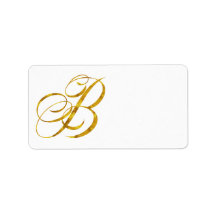 Monogram-B-Imitate Gold Foil Metallic Letter Desig