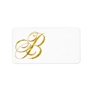Monogram-B-Imitate Gold Foil Metallic Letter Desig Adressaufkleber