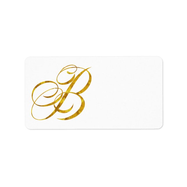Monogram-B-Imitate Gold Foil Metallic Letter Desig Adressaufkleber (Vorne)