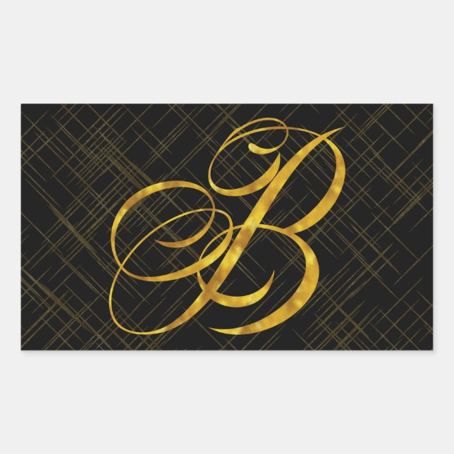Monogram-B-Imitate Gold Foil Metallic Letter Desig Rechteckiger Aufkleber (Vorderseite)