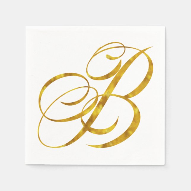 Monogram-B-Imitate Gold Foil Metallic Letter Desig Serviette (Vorderseite)