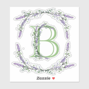 Monogram B Lavendel Eucalyptus Aufkleber
