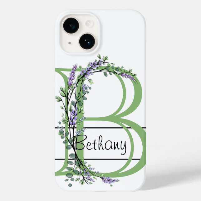Monogram B Lavendel Eucalyptus Case-Mate iPhone Hülle (Rückseite)