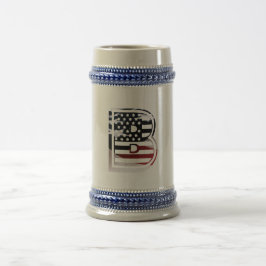Monogram B USA Flag Bierglas