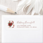 Monogram B Weihnachtszeit Rose Gold Rücksendeadres<br><div class="desc">Dieses festliche Urlaubsszenario zeigt den Monogramm Anfangsbuchstaben "B" in Rose goldenen Imitat-Folie Serif Schriftart, mit einem rot-grün zeichnend Poinsettia dekoriert. Personalisieren Sie es mit Ihrem Namen in elegantem, dunklen Rose Handschrift-Skript und Ihre Adresse in Serif-Schriftart. Ideal für Ihre Weihnachtskarten-Mailingbedürfnisse. Wenn dein Name nicht mit "B" beginnt, dann verzweifle nicht! Alle...</div>