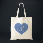 Monogram Baby Blue Heart Tragetasche<br><div class="desc">Dieser Beutelbeutel ist mit einem prächtigen blauen Herz ausgestattet,  dessen Mitte ein weißes Monogramm-Initial bildet. Großartiges Brautjunggeschenk.</div>