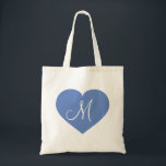 Monogram Baby Blue Heart Tragetasche<br><div class="desc">Dieser Beutelbeutel ist mit einem prächtigen blauen Herz ausgestattet,  dessen Mitte ein weißes Monogramm-Initial bildet. Großartiges Brautjunggeschenk.</div>