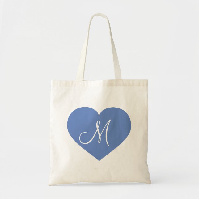 Monogram Baby Blue Heart Tragetasche (Vorne)