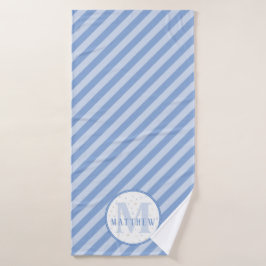 Monogram Baby Boy Blue Badehandtuch