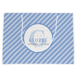 Monogram Baby Boy Blue Große Geschenktasche Geschenktüte