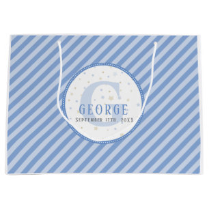 Monogram Baby Boy Blue Große Geschenktasche Geschenktüte