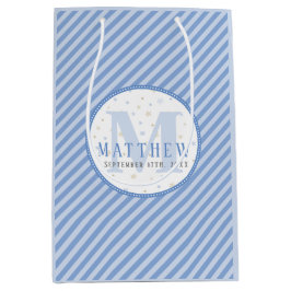 Monogram Baby Boy Blue Medium Geschenkbeutel Mittlere Geschenktüte