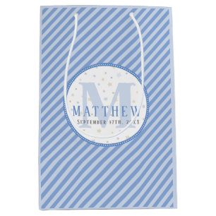 Monogram Baby Boy Blue Medium Geschenkbeutel Mittlere Geschenktüte
