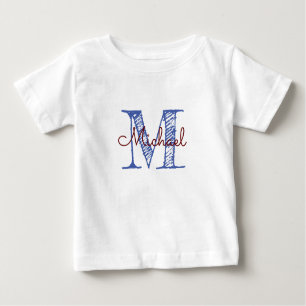 Monogram Baby Boy personalisiert sketched Name Mon Baby T-shirt