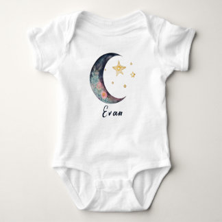 Monogram Baby Name Earthy Boho Blume Moon Stars Strampler