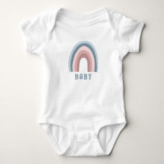 Monogram Baby Name Earthy Boho Rainbow Blue Pink Strampler