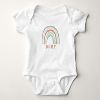 Monogram Baby Name Earthy Boho Rainbow Green Brown Strampler
