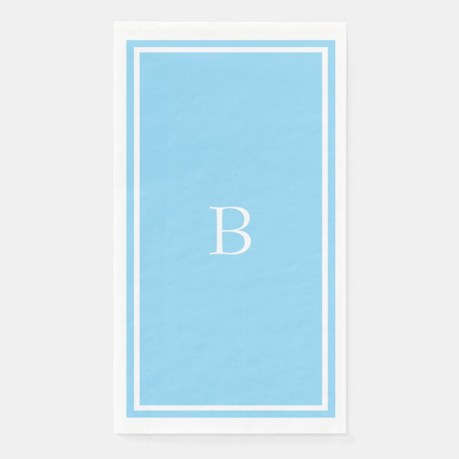 Monogram-Baby-Party Sky Blau Anfangsbuchstabe Jung Serviette (Vorderseite)