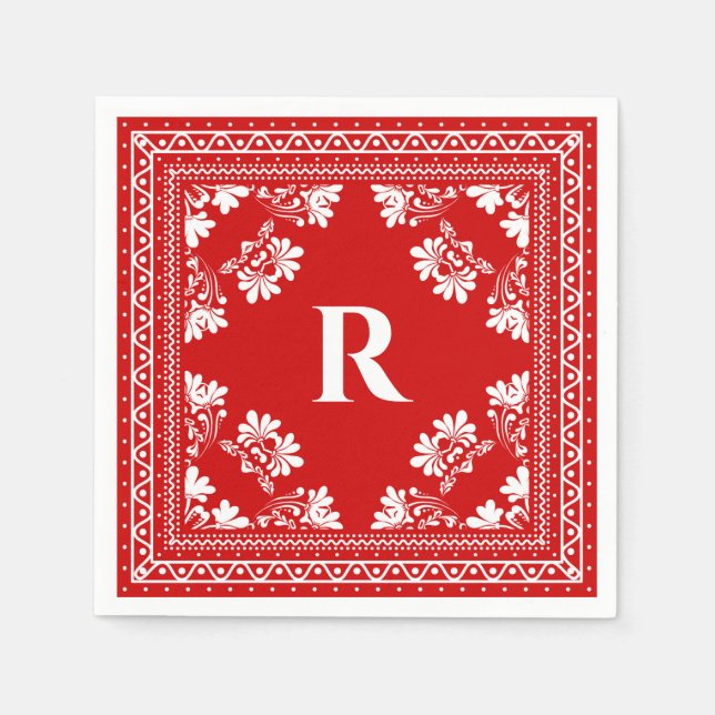 Monogram Bandanna-Muster Serviette (Vorderseite)