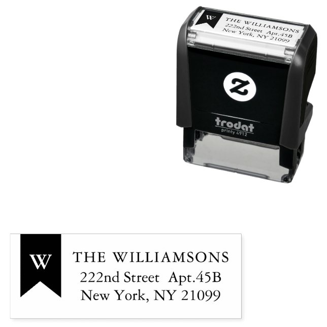 Monogram Banner Selbstfarbige Briefmarke Permastempel (Beispiel)