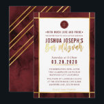 MONOGRAM BAR MITZVAH dunkelrotes Aquarellgold Einladung<br><div class="desc">per kat massard >>> kat@simplysweetPAPERIE.com <<< Ein trendy Einladungs-Design für das BAR MITZVAH Setup Ihres Kindes als Vorlage ist es einfach für Sie, Ihre eigenen Daten hinzuzufügen, oder drücken Sie die Schaltfläche Anpassen und Sie können Text, Schriftart, Größen etc. TIP: 1 hinzufügen oder ändern. Um Grafiken zu ändern/verschieben/die Hintergrundfarbe zu...</div>