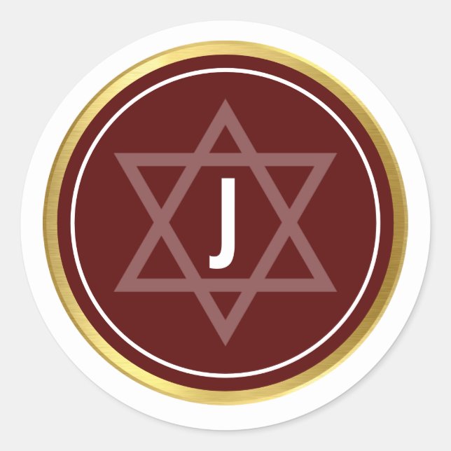 MONOGRAM BAR MITZVAH Moderner Maroon Dunkelrot Runder Aufkleber (Vorderseite)