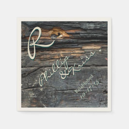 Monogram Barn Wood Wedding Napkins Serviette