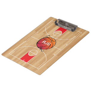 Monogram Basketball auf Basketball Court Klemmbrett
