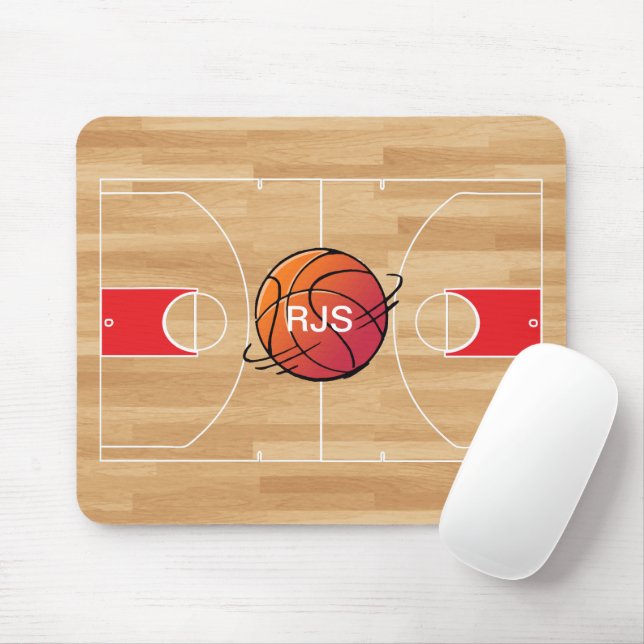 Monogram Basketball auf Basketballfeld Mousepad (Mit Mouse)