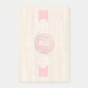 Monogram Basketball auf Basketballfeld Post-it Klebezettel