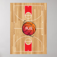 Monogram Basketball auf Basketballfeld