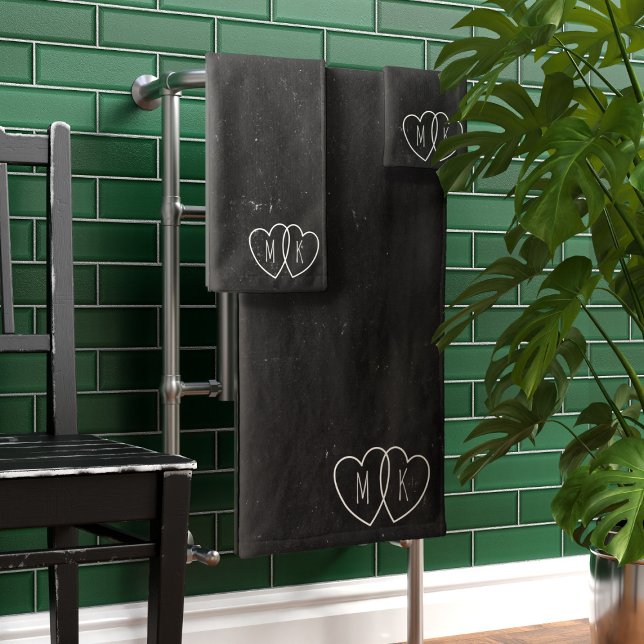 Monogram Bath Towel Set (A black and white towel set perfect gift for the newlyweds. Just add their initials)