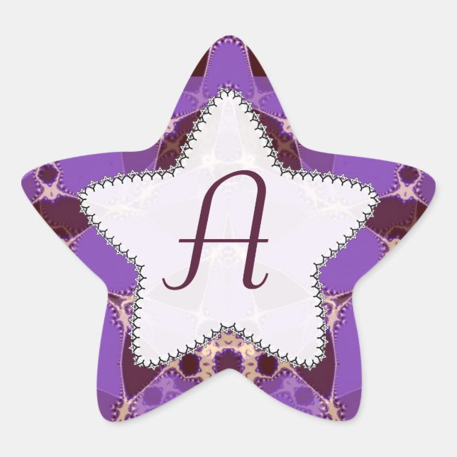 Monogram Batik Lila Star Sticker (Vorderseite)