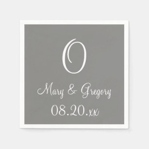 Monogram Battleship Gray Modern One Color Napkins Serviette