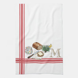 Monogram Bauernhaus Küchentücher Rhubarb Rote Kräu