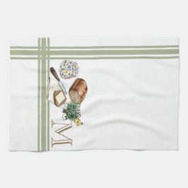 Monogram Bauernhaus Küchentuchhalter Grüne Kräuter Geschirrtuch