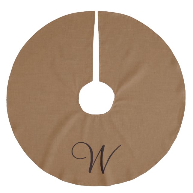 Monogram-Baumskirttuch aus Jute Polyester Weihnachtsbaumdecke (Vorderseite)